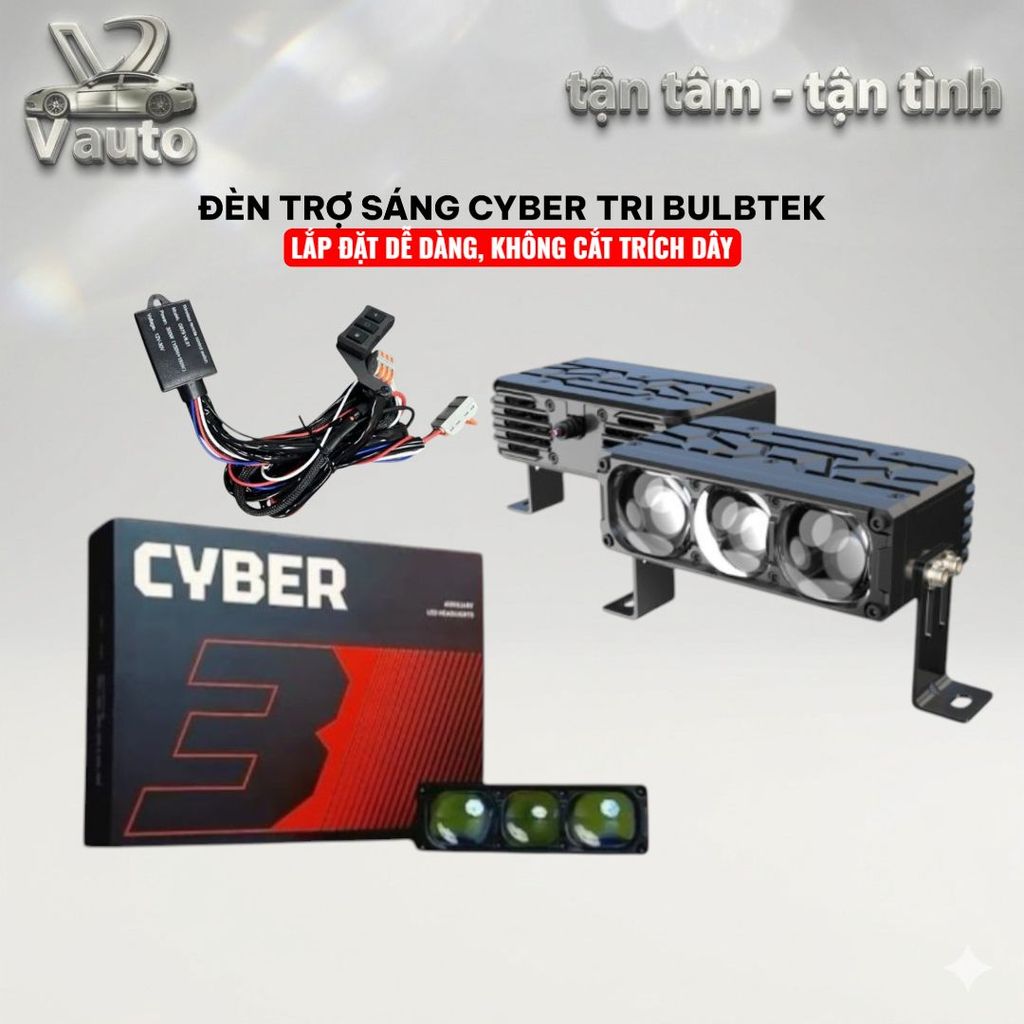 Đèn Trợ Sáng Bulbtek Cyber 3 95W Tản Nhiệt Kép Kèm Mạch Điện Rời Giữ Zin Cho Ô Tô, Bảo Hành 3 Năm.