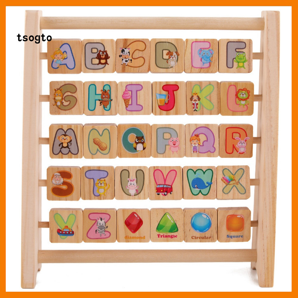 [TS] Kids Letter Animal Wood Flip Blocks Frame Puzzle Game Đồ chơi học tập giáo dục