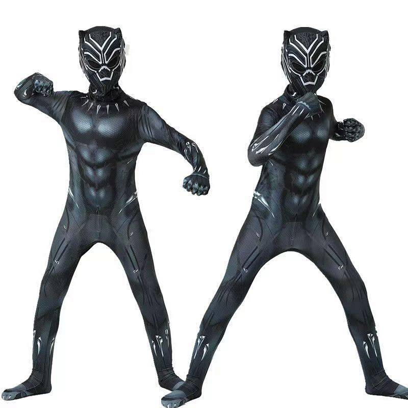 Black Panther Tight Jumpsuit Marvel Heroes Cosplay Halloween Black Panther Muscle Costume vNeO