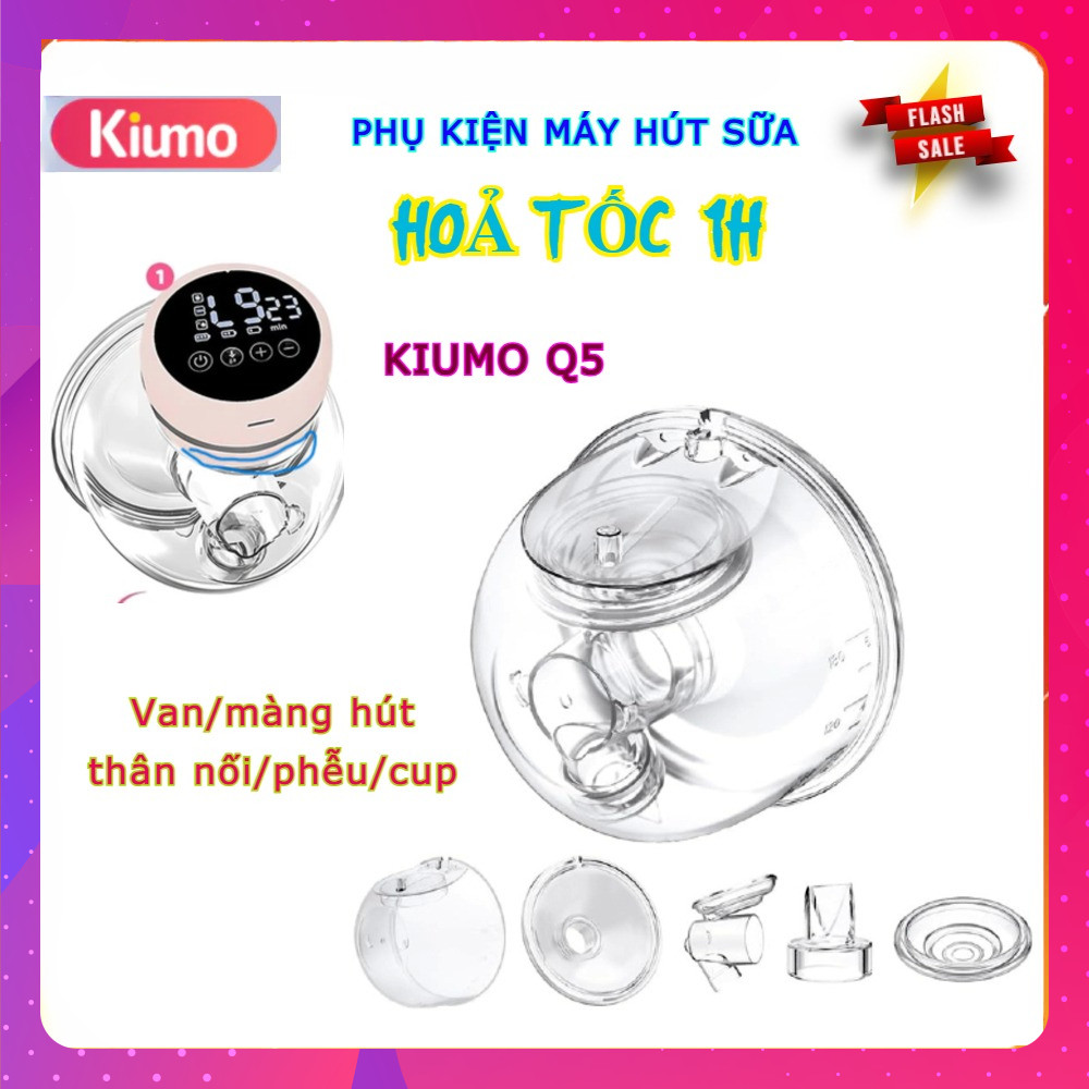 [HoảTốc] Bộ phụ kiện thay thế máy hút sữa KIUMO Q5, màng hút, van silicone, phễu silicone, cup đựng 