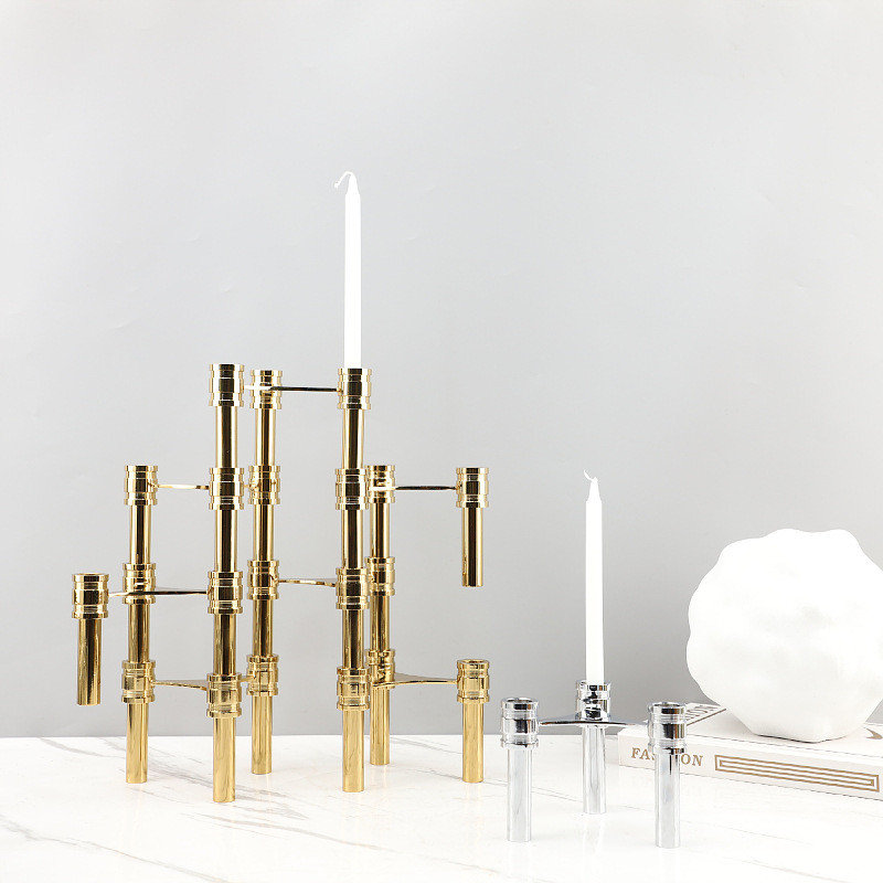 Modern minimalist metal electroplated triangular candle holder art decoration ornament for living ro