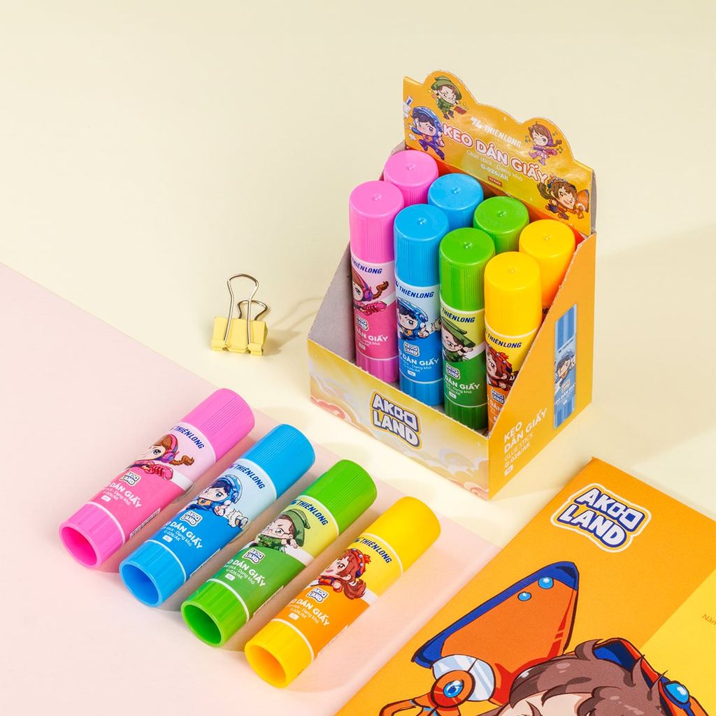 COMBO Keo khô - Glue Stick Thiên Long G-026/AK - Nhân vật Akooland thế giới học cụ thần kỳ