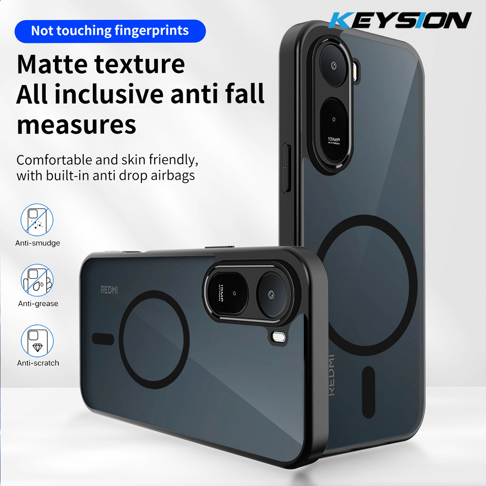 Ốp Điện Thoại Từ Tính KEYSION Cho Xiaomi POCO C81 Pro Silicone Mềm + PC Matte Màu Đen Mờ Chống Sốc C