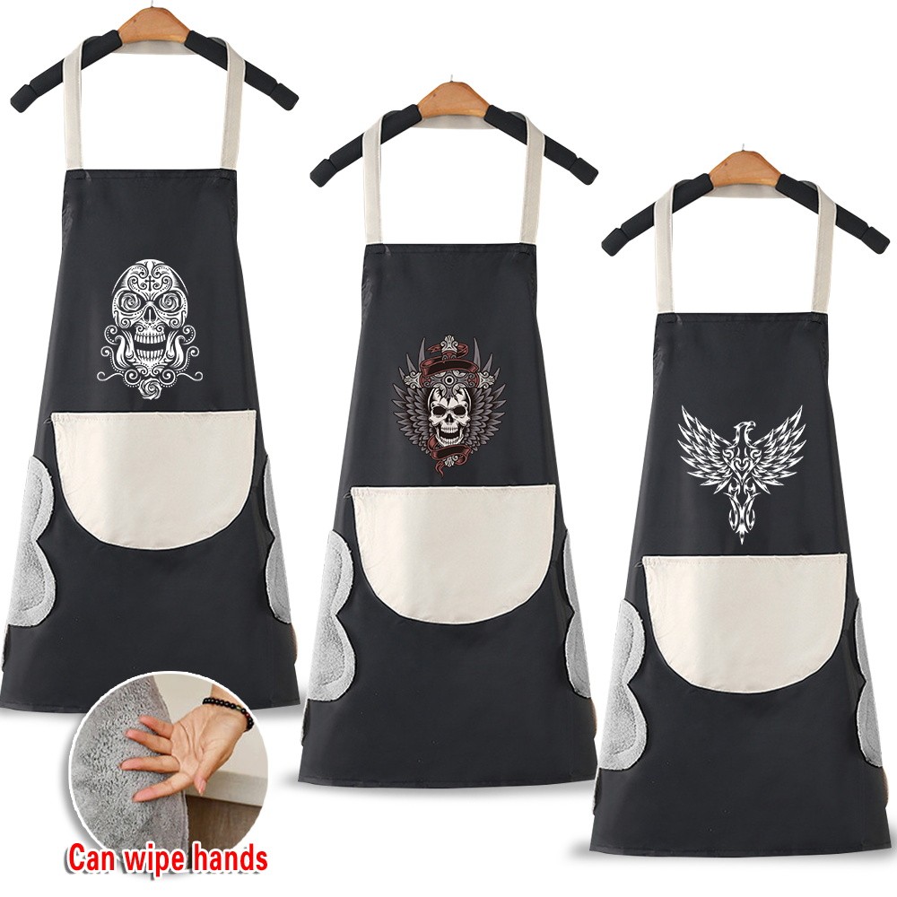 Apron With Pocket Kitchen Apron Water Proof Chef Apron Fashion  Skull Series