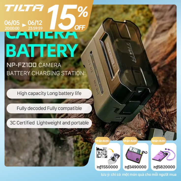 Bộ sạc pin máy ảnh TILTA 2400mAh NP-FZ100 Bộ sạc pin máy ảnh 4 kênh NP-W235 / DMW-BLK22 / EN-EL15 / 