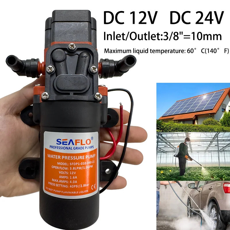 (Hot) Micro 35PSI DC 12V 24V Marine Electric Booster Pump màng Máy bơm tự mồi Nhà tắm năng lượng mặt
