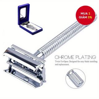 Máy cạo râu an toàn hai mặt bằng thép không gỉ, Máy cạo râu an toàn cổ điển dành cho nam, Thiết kế cổ điển, bền bỉ và lâu trôi, đi kèm hộp đựng để du lịch và mang theo dễ dàng