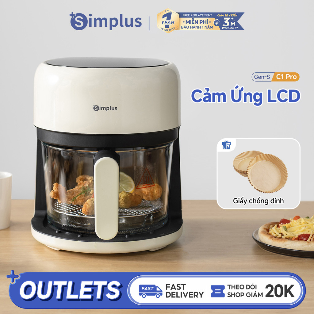 Simplus Nồi Chiên Không Dầu Dung Tích 3.5L Lòng Nồi Thủy Tinh KQZG017 - Bảo Hành 12 Tháng