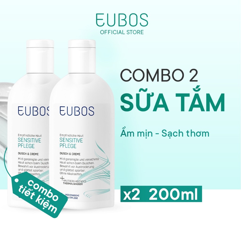 Combo 2 Sữa Tắm Cho Da Khô, Nhạy Cảm EUBOS Sensitive Shower And Cream 200ml