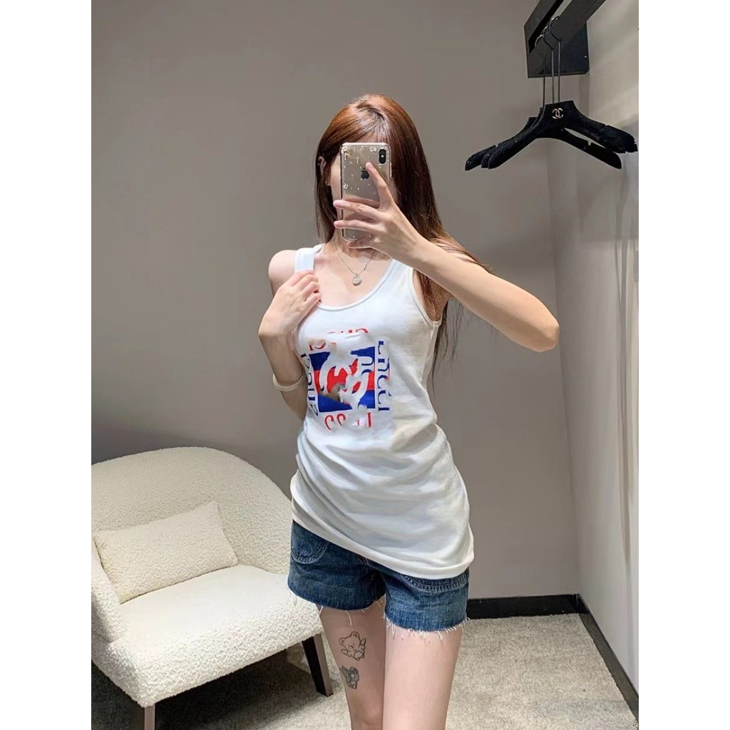 8CJ UCC LOGO Cổ Điển In Chữ Thường Ngày Rời Nam Nữ Cùng Phong Cách Áo Vest Cặp Đôi