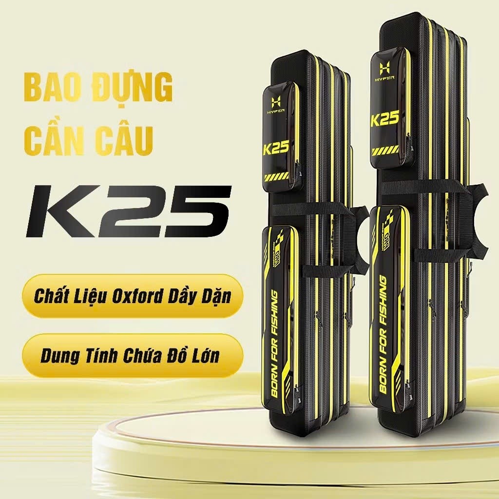 Bao Đựng Cần Câu, Túi Đựng Cần Câu K25 Hyper, Bao Cần Gấp Gọn Vải Oxford Cao Cấp