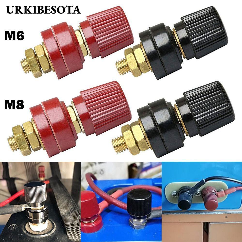 URKIBESOTA Binding Post Terminal, M6 M8 Brass Post Terminal Blocks, Red Black Post Connector