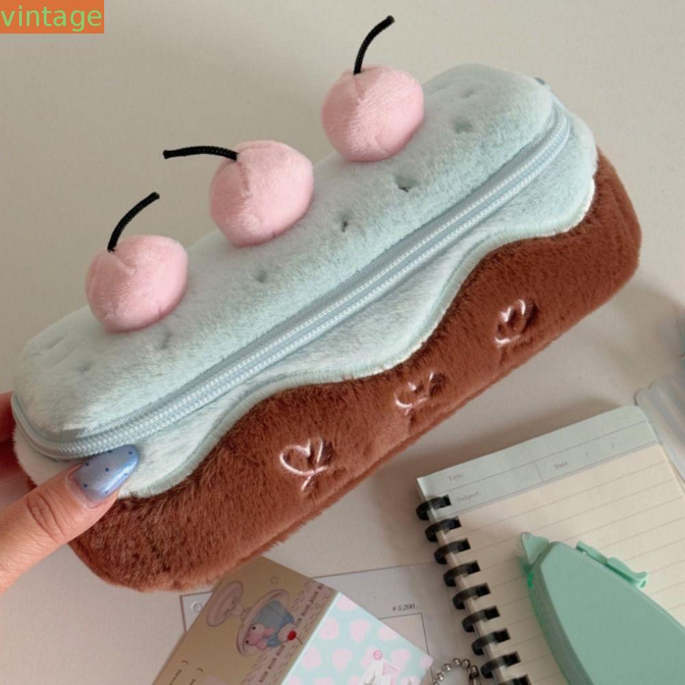 Hộp đựng bút chì VINTAGESHOPE Kawaii, Túi đựng bút anh đào sang trọng thêu trái tim, Hộp đựng bút ch