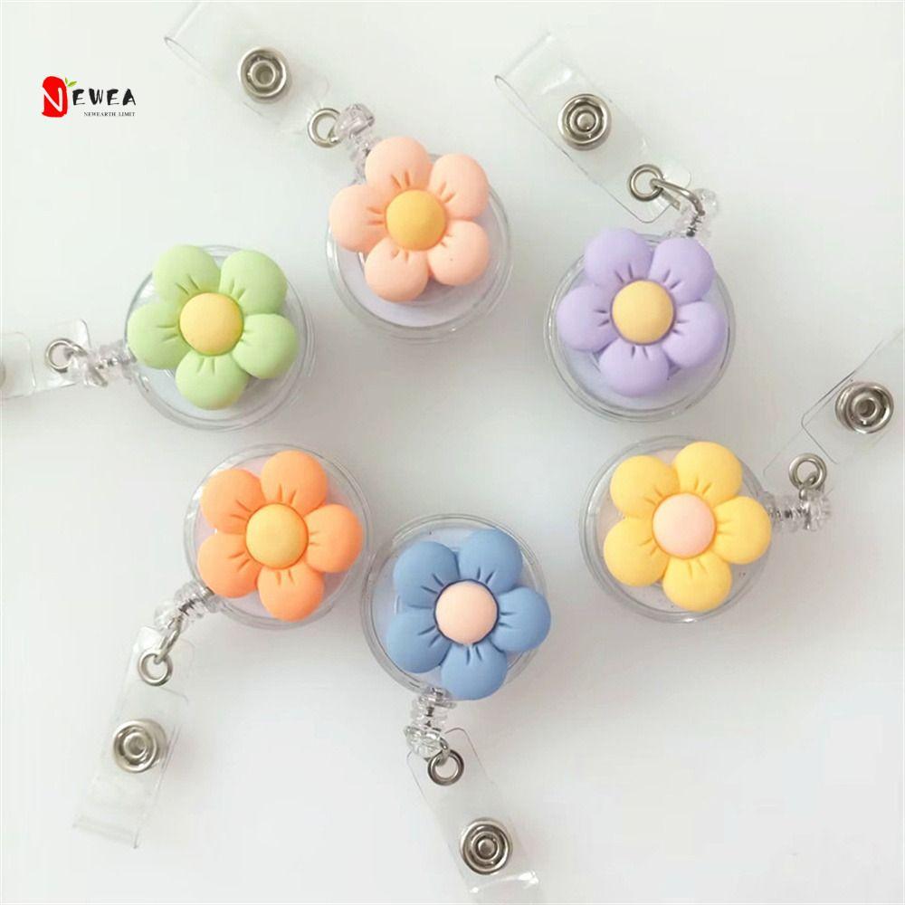 NEWEARTH LIMIT Nurse Badge Reel, Thẻ ngực Phim hoạt hình Flora Flower Badge Holder, Hộp đựng huy hiệ