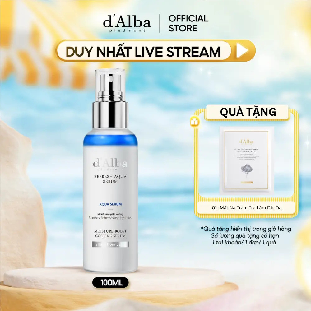 [Long Chun x d'Alba] [100ml] [Aqua Serum] Serum dạng xịt cấp ẩm, làm mát da d'Alba Refresh Aqua Seru