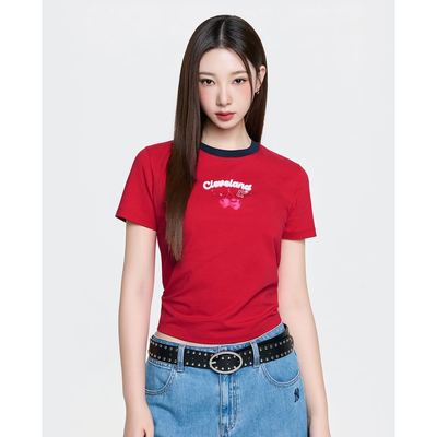 MLB - Áo croptop nữ cổ tròn tay ngắn Summer Fruits_3FTSN6363-45RDN