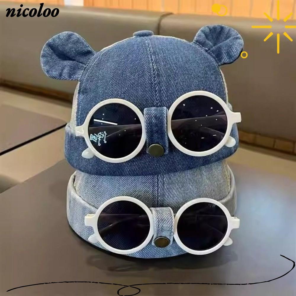 Mũ dưa cho bé NICOLOO, Kính chống nắng có thể tháo rời Lưới Docker Hat, Mũ beanie chống nắng 8-24Mon