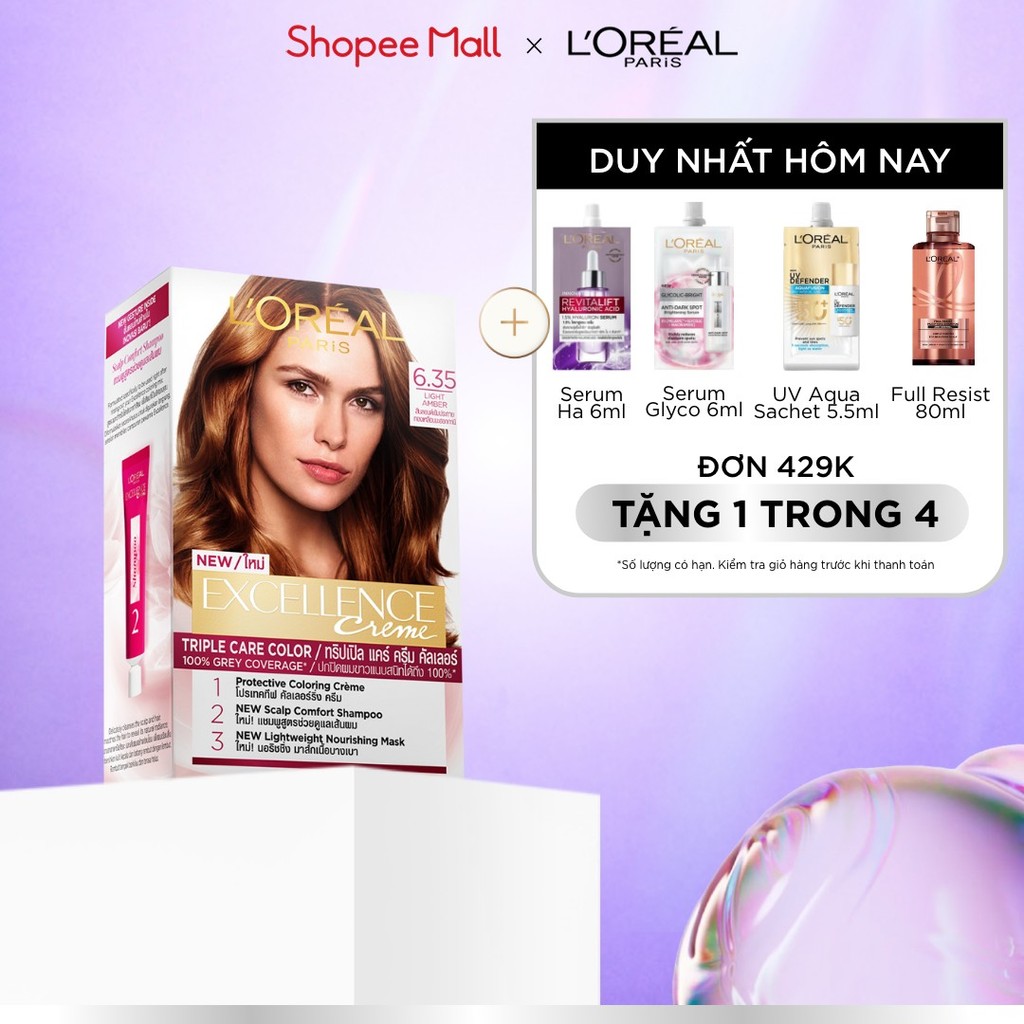 Màu nhuộm dưỡng tóc phủ bạc bảo vệ gấp 3 L'Oreal Paris Excellence Crème 172ml