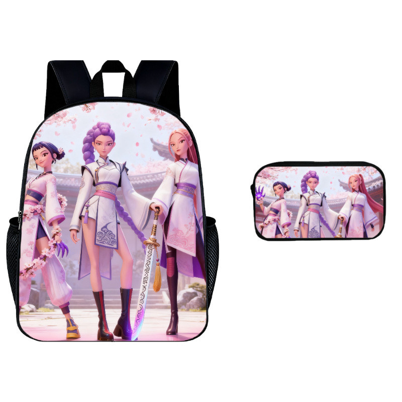 2025 Phim Huntrix Kpop Huntrix Schoolbag Trẻ Em Ba Lô Hộp Đựng Bút Chì Bộ 2 Mảnh 6.2 ALAA
