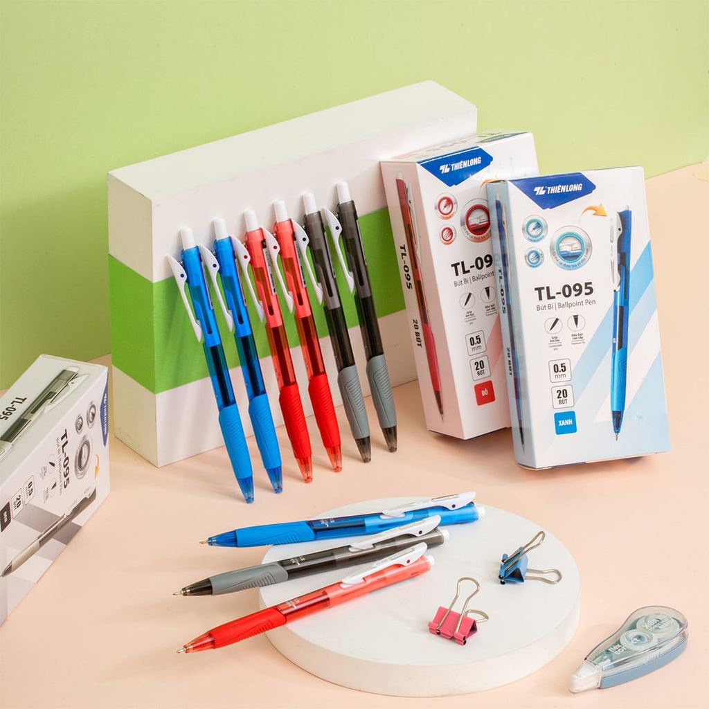 COMBO Bút bi Thiên Long hộp 5/10/20 bút TL-095 ngòi 0.5mm