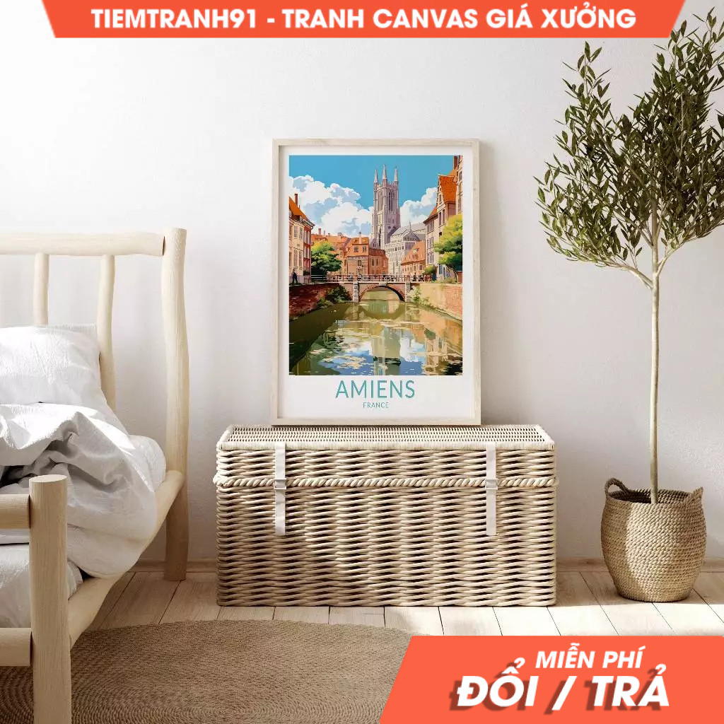 Tranh treo tường, Amiens France Travel Poster, Amiens City Travel Wall Poster, Amiens Wall Art, Fran