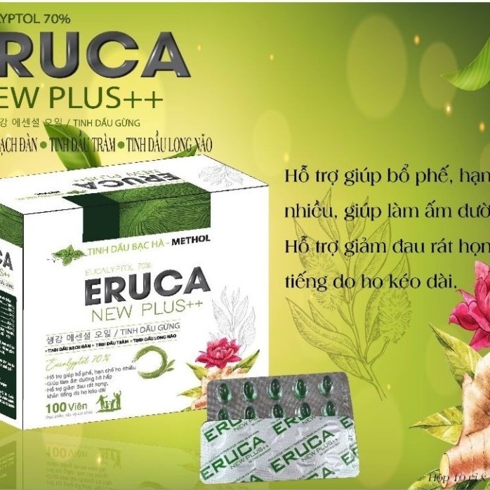 Eruca New Plus++ Giúp bổ phế , hạn chế ho nhiều, khản tiếng do ho kéo dài hộp 100 viên