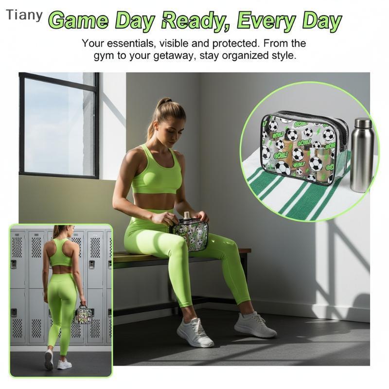 Tiany Bóng Đá In Hình Túi Đựng Mỹ Phẩm PVC Du Lịch Vệ Sinh Bảo Quản Cho Nam Nữ Tập Gym Và Ngoài Trời