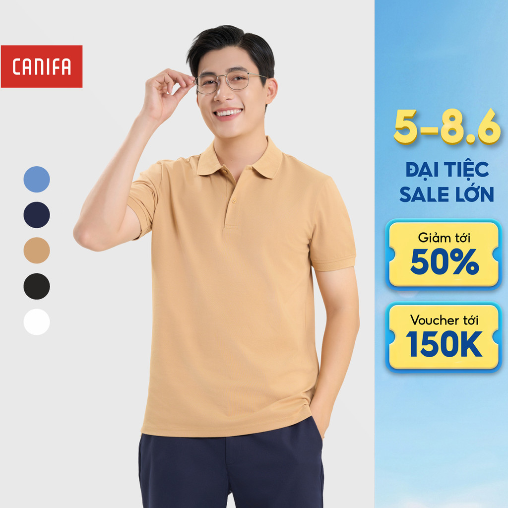 Áo phông có cổ nam trẻ trung CANIFA MEN áo nam polo cộc tay dáng basic đơn giản 8TP25A001