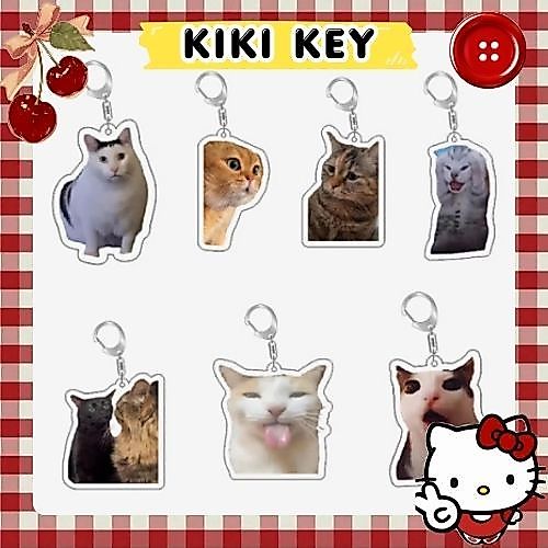 Móc khóa Rambling Goat Huh Cat Meme Cat Screaming With Paws On Its Head móc khoá bằng chất liệu arcr