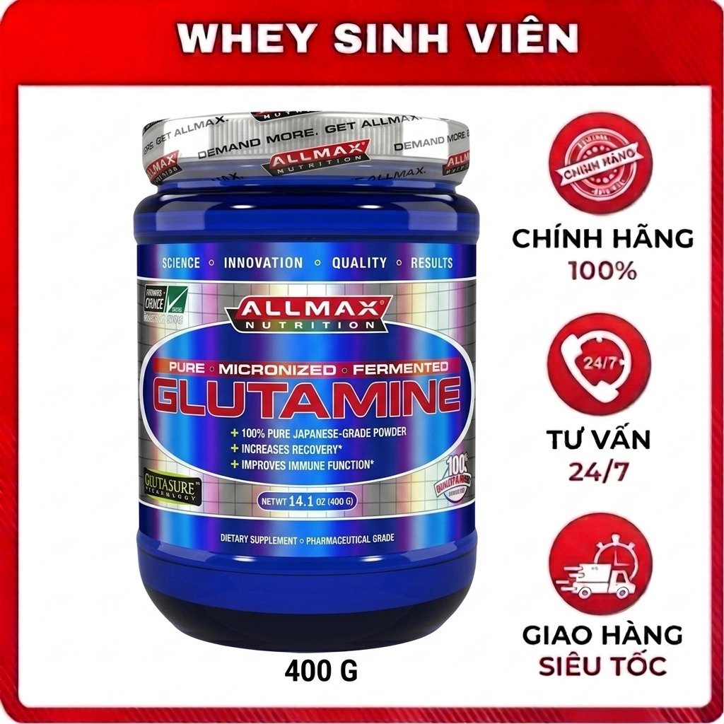 Bột hỗ trợ phục hồi Allmax Nutrition Pure Micronized Glutamin ( 400g ) -  Whey Sinh Viên