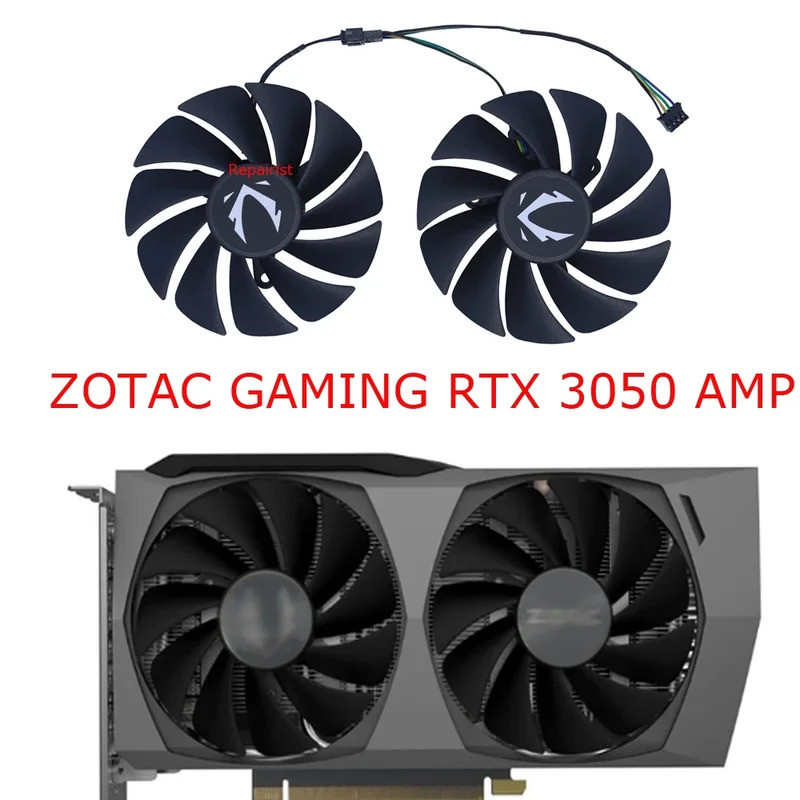 -2 Cái / bộ, Quạt Card Video, GA92S2H, Bộ làm mát GPU, Dành cho ZOTAC RTX 3050 AMP ECO Twin Edge OC,