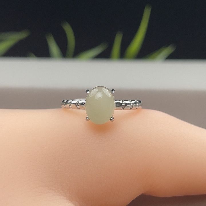 Nhẫn Ngọc Hetian Ngọc Hetian Tự Nhiên Hetian Sống Miệng Có Thể Điều Chỉnh Nam Nữ Có Thể Đeo