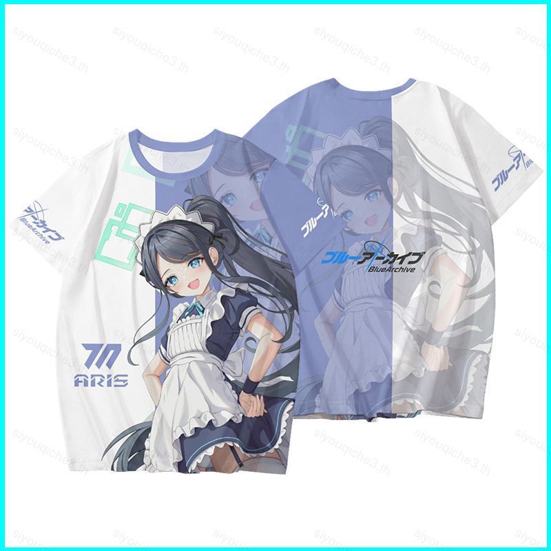 SY3 Xanh Lưu Trữ Tendou Arisu Cosplay Vải 3D Mùa Hè Áo Thun Anime Tay Ngắn Top YS3