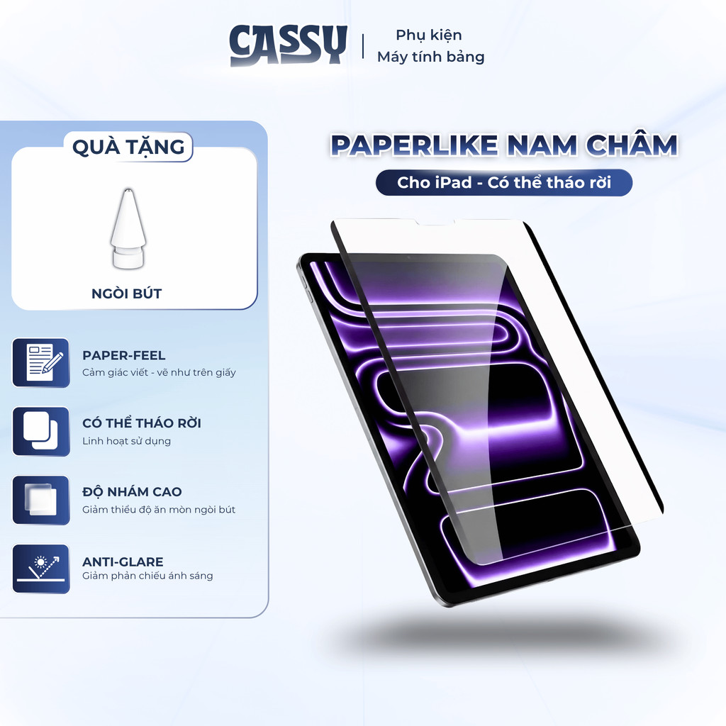 [TẶNG NGÒI BÚT] Paperlike Nam Châm Cho iPad Air 8 M4 2026, Pro M5, Gen 11 Có Thể Tháo Rời Dành Cho