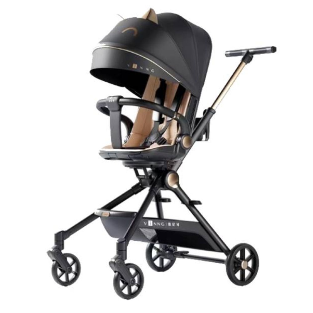 [MALL] Xe đẩy Vinng Q7 mèo đen - Gấp gọn, xoay 360, đẩy 2 chiều, tiện lợi cho mẹ, bé thích mê