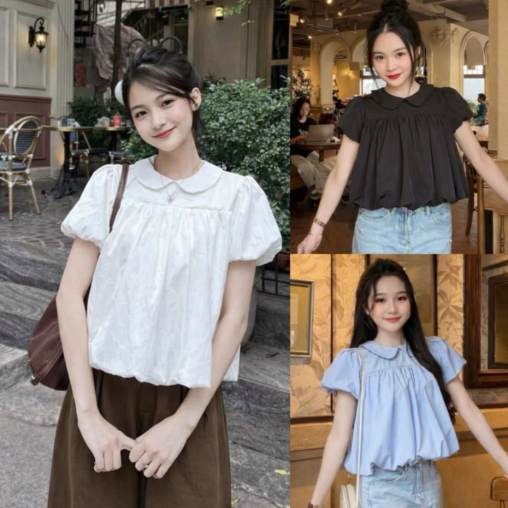 Áo babydoll bồng bềnh cổ sen dáng bí tay phồng phong cách tiểu thư B66S996 - Sammi Botique