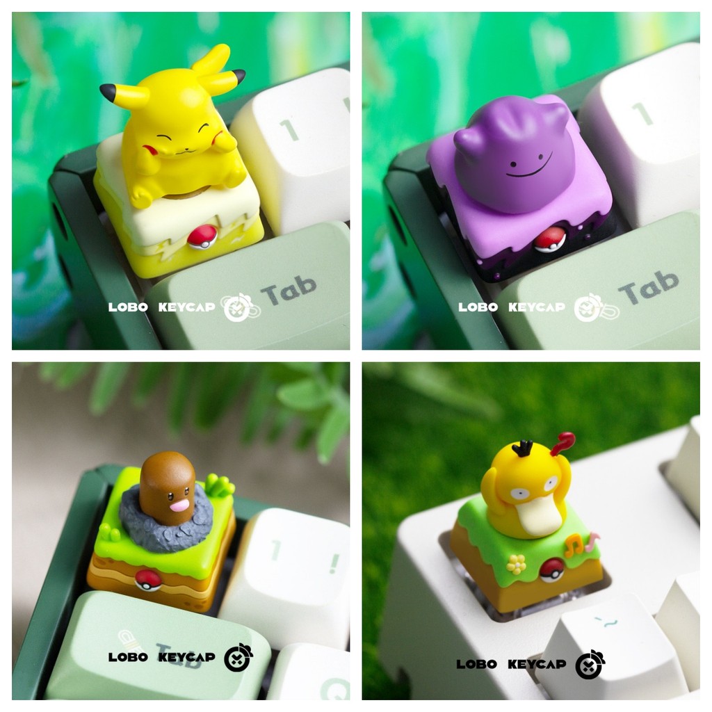 Pikachu Psyduck Keycap MX Switch 3D Nhựa Cơ Keycap ESC DIY Sáng Tạo Cá Tính Ditto Diglett Keycaps Po