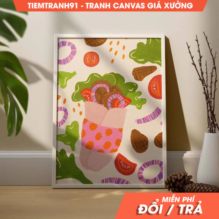 Tranh treo tường, Food Illustration, Colorful Wall Art, Grill Wall Art, Acrylic Art, Printable Art, 