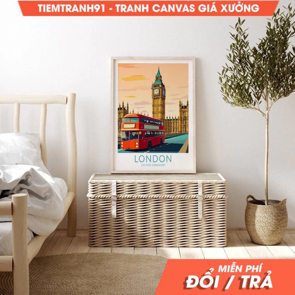 Tranh treo tường, London Big Ben England Travel, London Big Ben Bridge Poster, London Wall Art, Lond