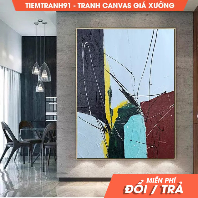 Tranh treo tường, Large Green Abstract Painting,Minimalist Abstract Painting,Abstract Painting, Larg