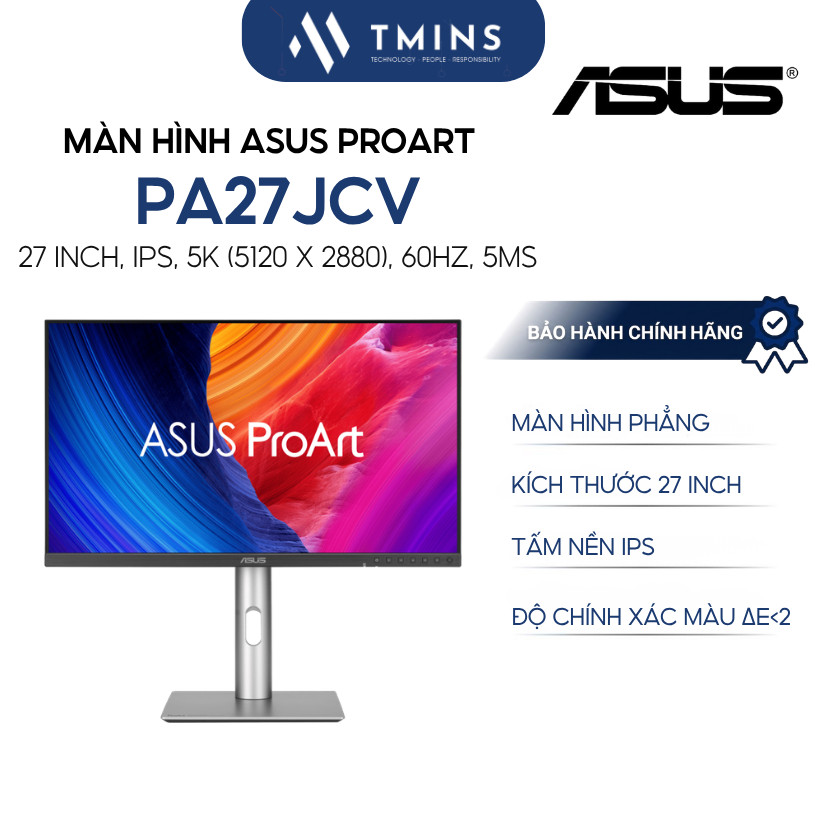 Màn hình đồ hoạ chuyên nghiệp ASUS Proart PA27JCV 27 Inch, IPS, 5K, 60Hz, 5ms - Hàng Chính Hãng