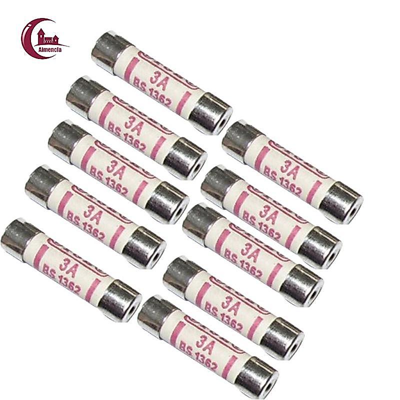 10 Miếng Cầu Chì Gốm Cầu Chì Ống BS1362 3A 6x25mm Linh Kiện Điện Tử