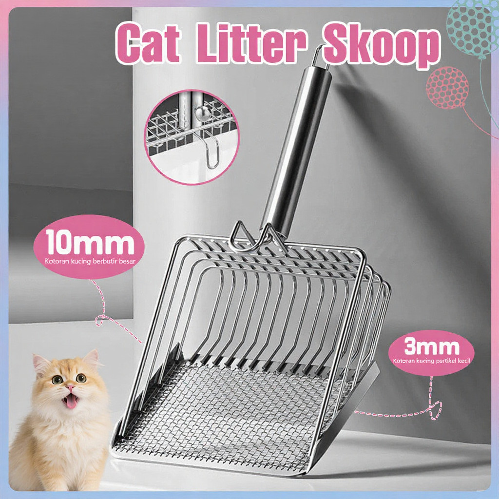 Thương hiệu mới Thế hệ mịn Cat Litter Scoop Kim loại lớn Thép không gỉ Cat Poop Scoop Bentonite Ore 