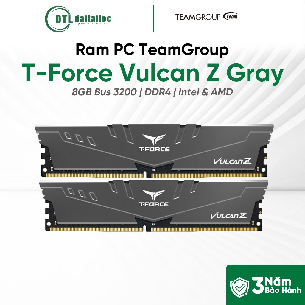 Ram Teamgroup 8GB Bus 3200 T-Force Vulcan Z Gray | Chính Hãng | Bảo Hành 36 Tháng