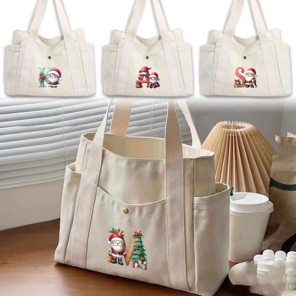 HOT Zipper Bag Canvas Bag Gift Storage Bag INS With Zipper Fashion Bag Shopping Bag Christmas Set