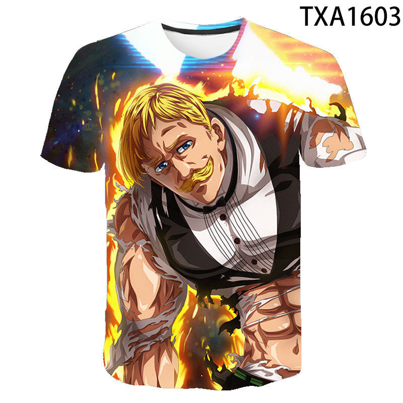 Trẻ Em Mới Escanor 3D In Hình Áo Thun Tay Ngắn In Hình Bông Tai Kẹp Phong Cách Bé Trai Bé Gái Trẻ Em