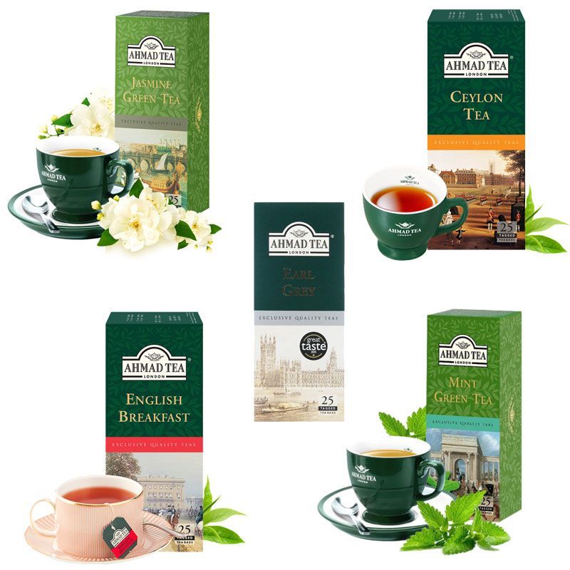 AHMAD TEA AHMAD TEA 25 Túi TEA Đóng gói đơn giản TEA Làm TRÀ đen Trà xanh Kết hợp nhiều hương vị Bữa