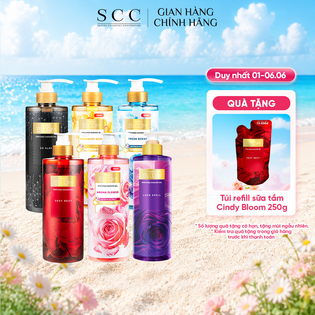 Sữa Tắm Nước Hoa CINDY BLOOM Hương Thơm Ngọt Ngào, Nữ Tính, Làm Sạch Dịu Nhẹ Chai 640g