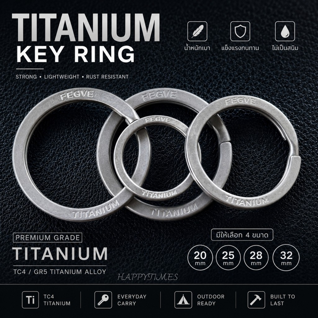 Vòng chìa khóa TITANIUM TC4 chính hãng có FEGVE và bu lông Trọng lượng nhẹ Móc khóa không gỉ mạnh