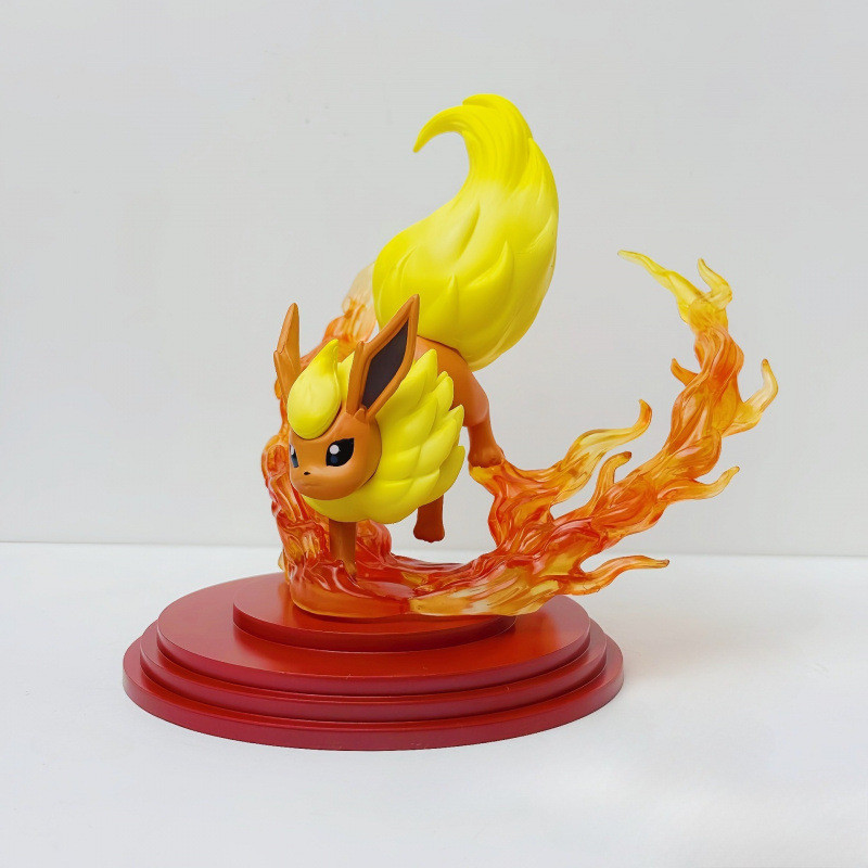 MUKQ Adventure Fire Eevee Figurine Fairy Sun Trendy Toy Doll 2D Desktop Computer Case Decoration Toy